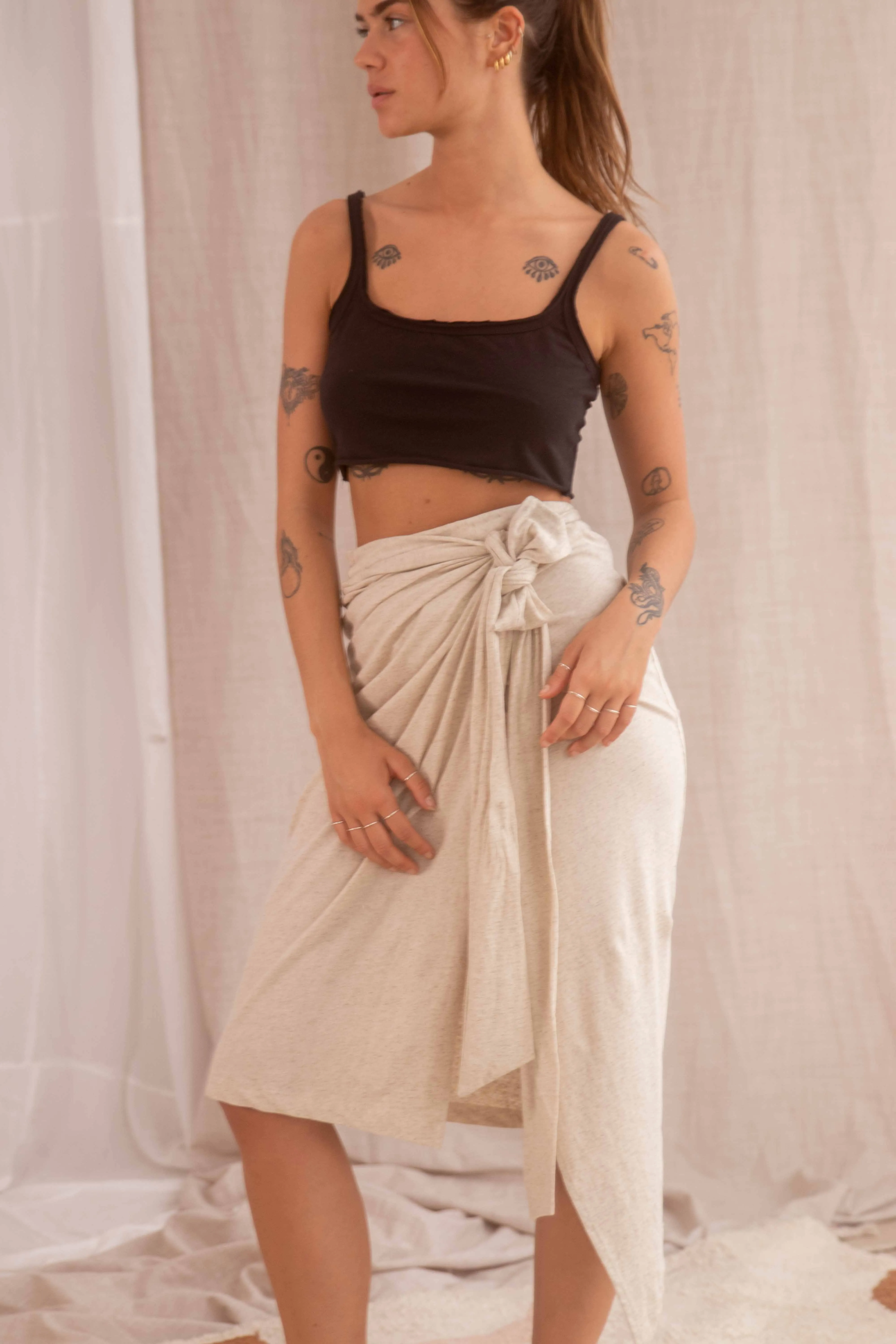 LINEN WRAP SKIRT