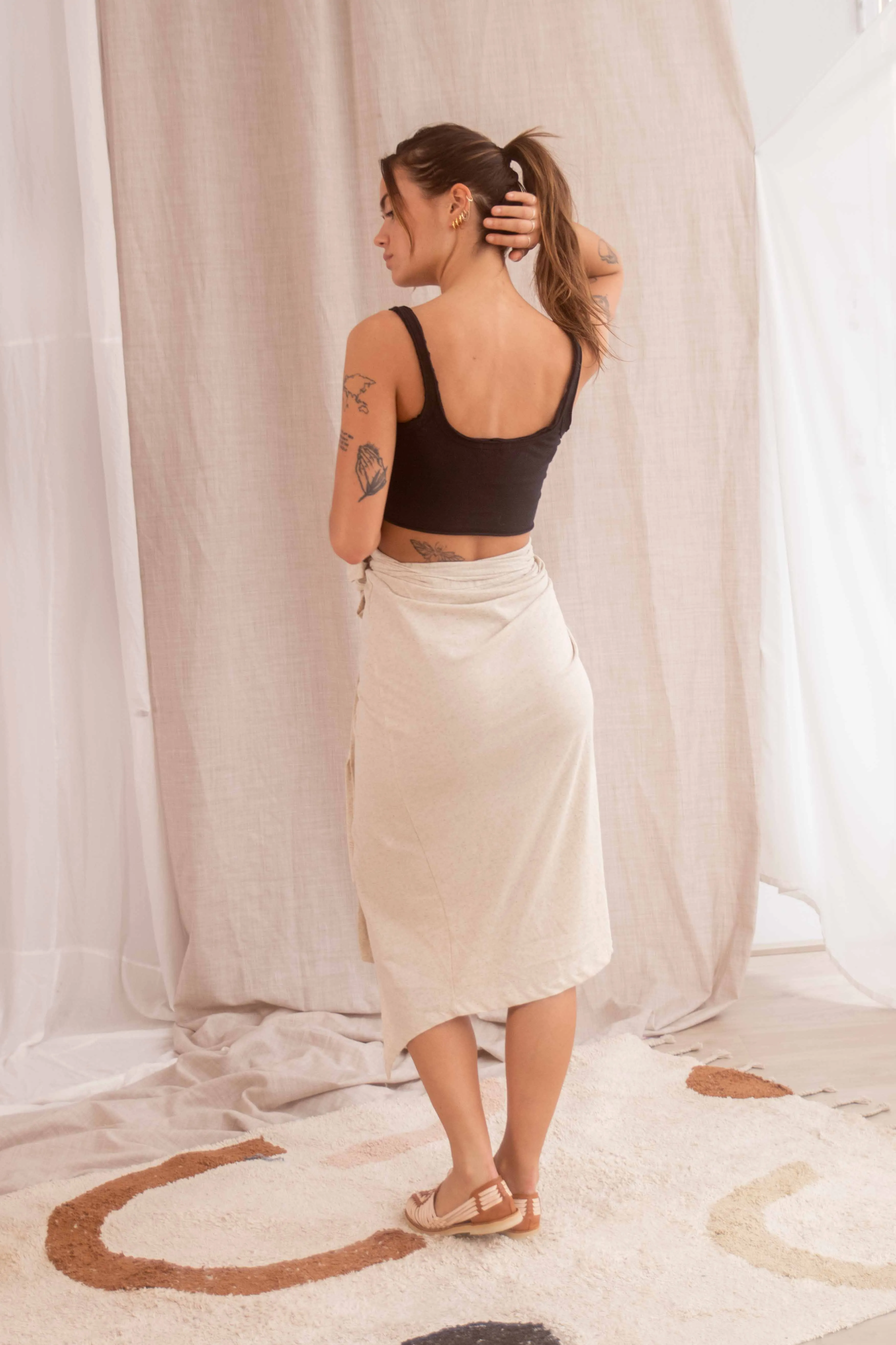 LINEN WRAP SKIRT