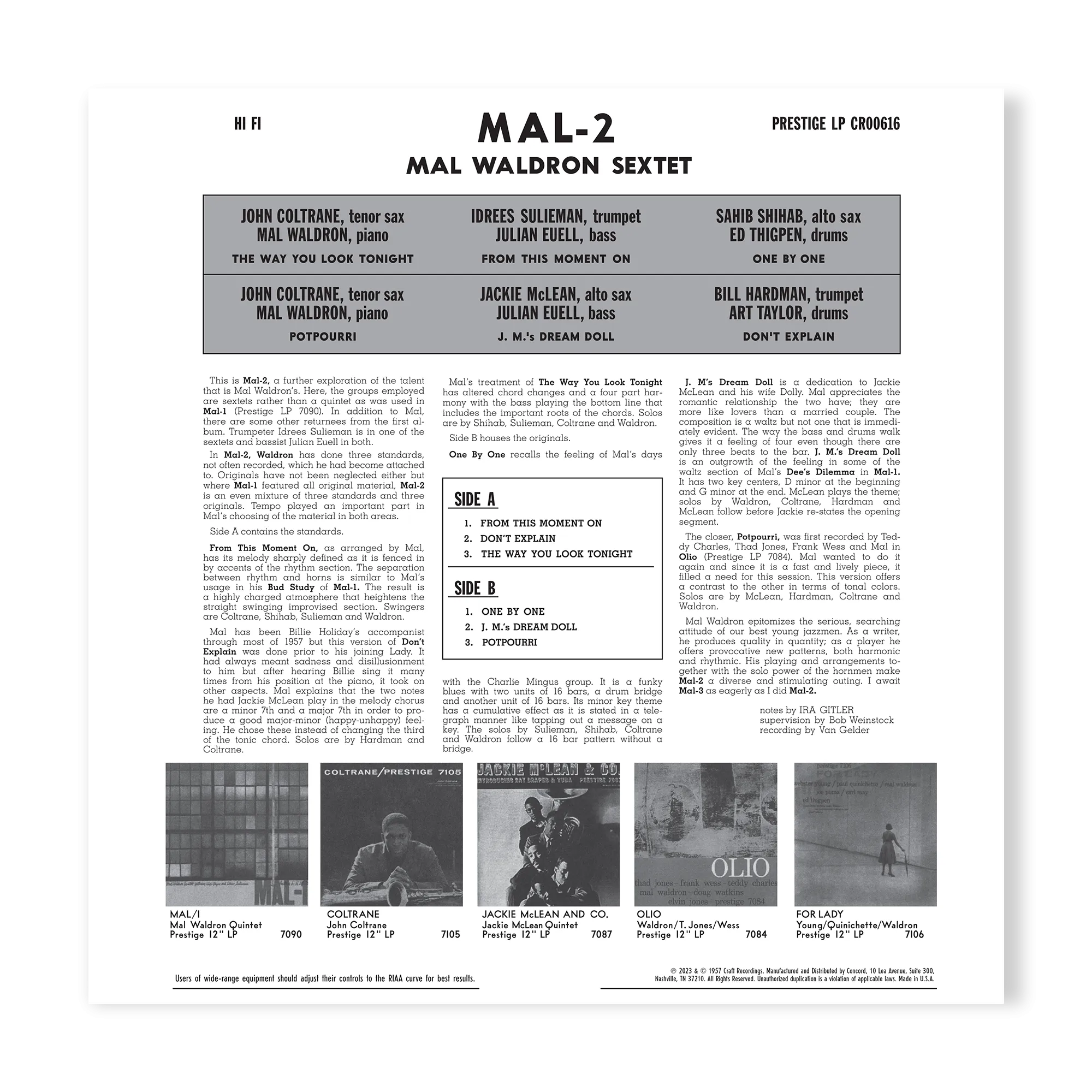 Mal/2 (Original Jazz Classics Series) (180g LP)