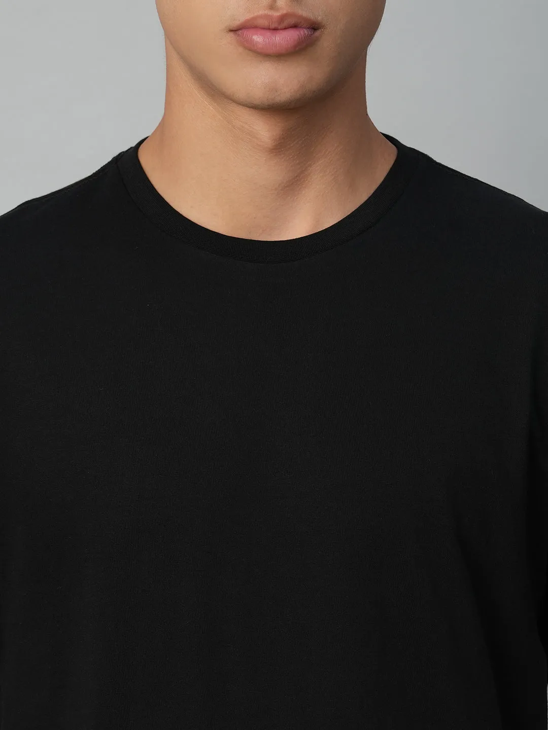 Men's Black Cotton Regular Fit Tshirt