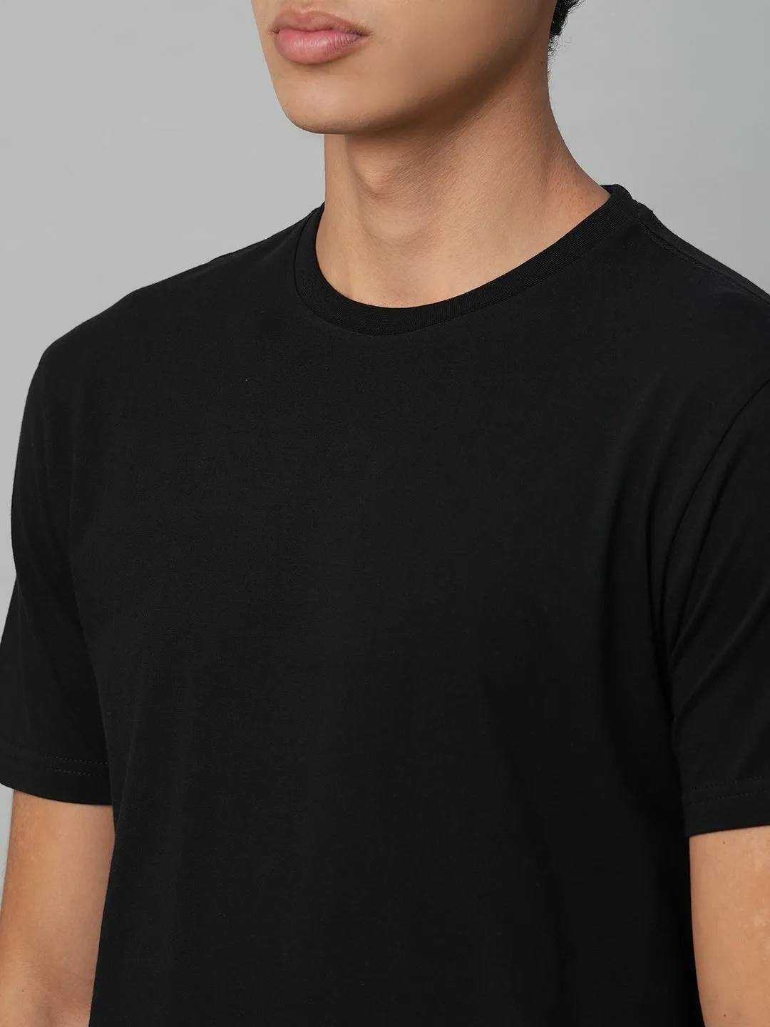 Men's Black Cotton Regular Fit Tshirt