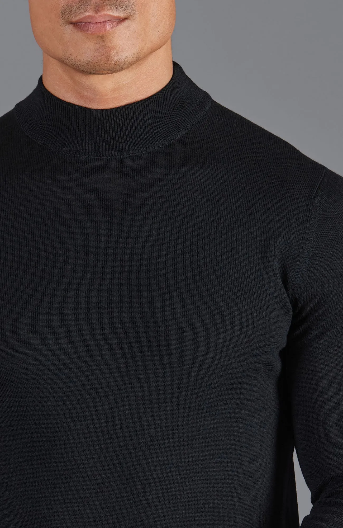 Mens Extra Fine Merino Wool Mock Turtleneck Jumper