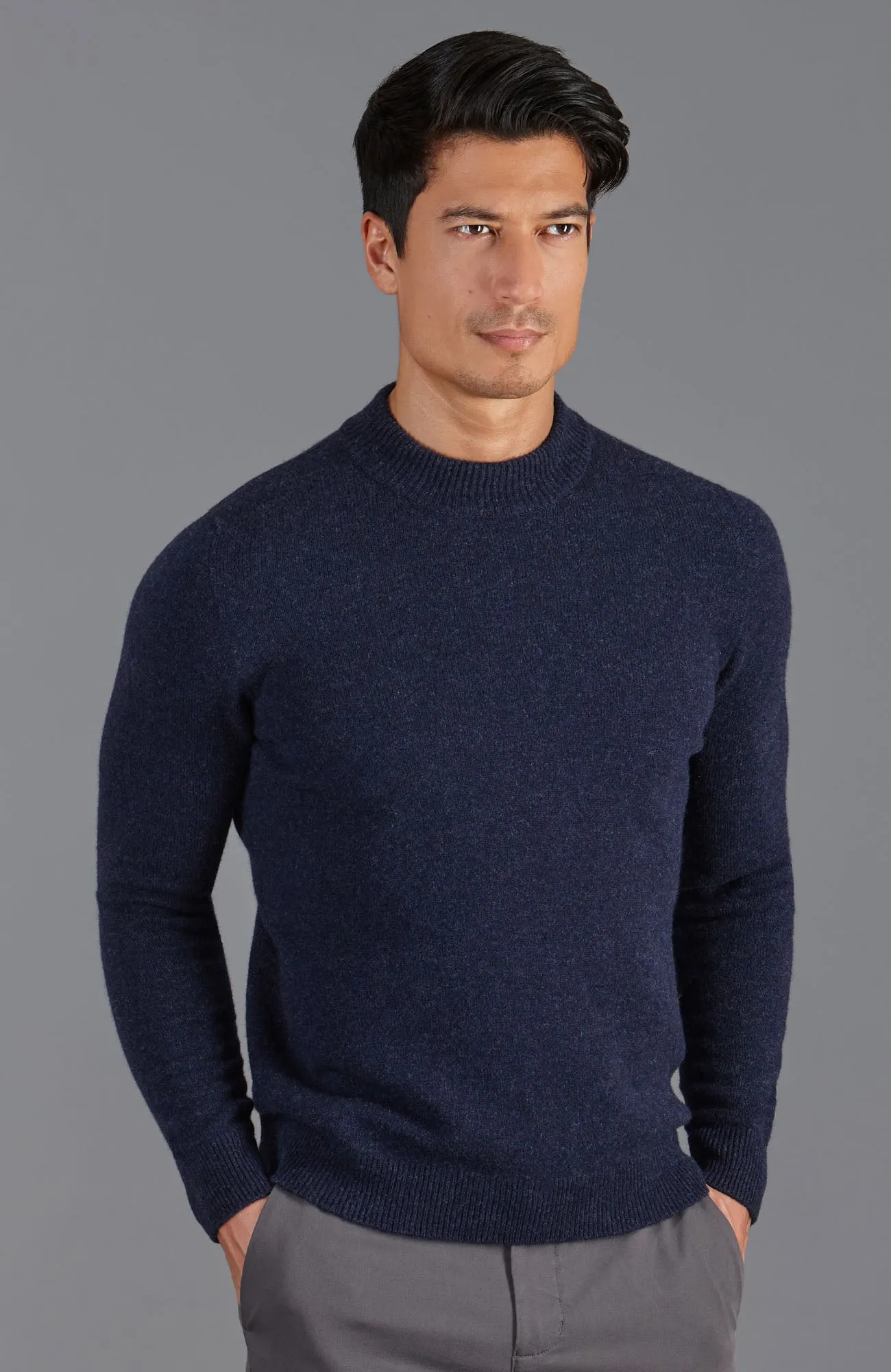 Mens Lambswool Mock Turtle Neck Jumper