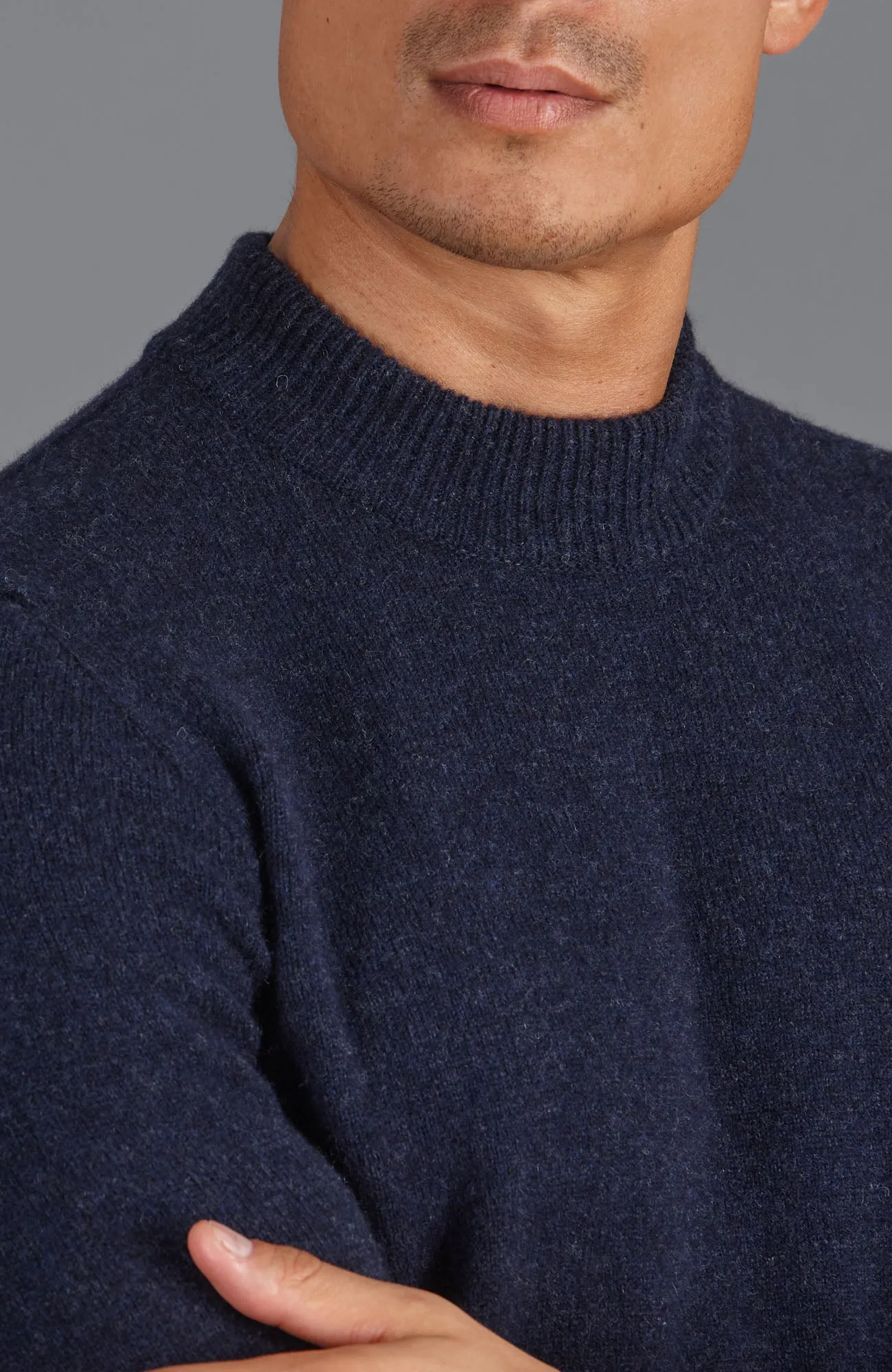 Mens Lambswool Mock Turtle Neck Jumper