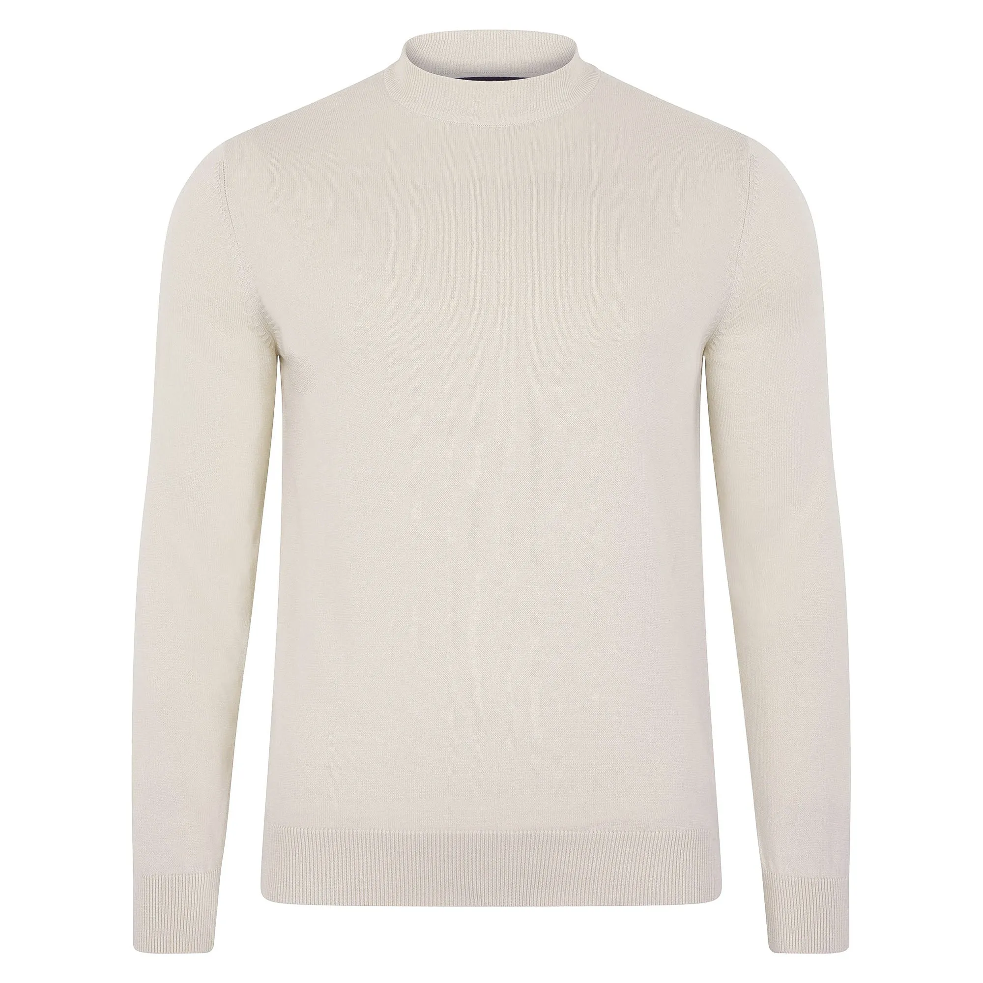 Mens Lightweight Cotton Narrow Mock Turtleneck Jumper