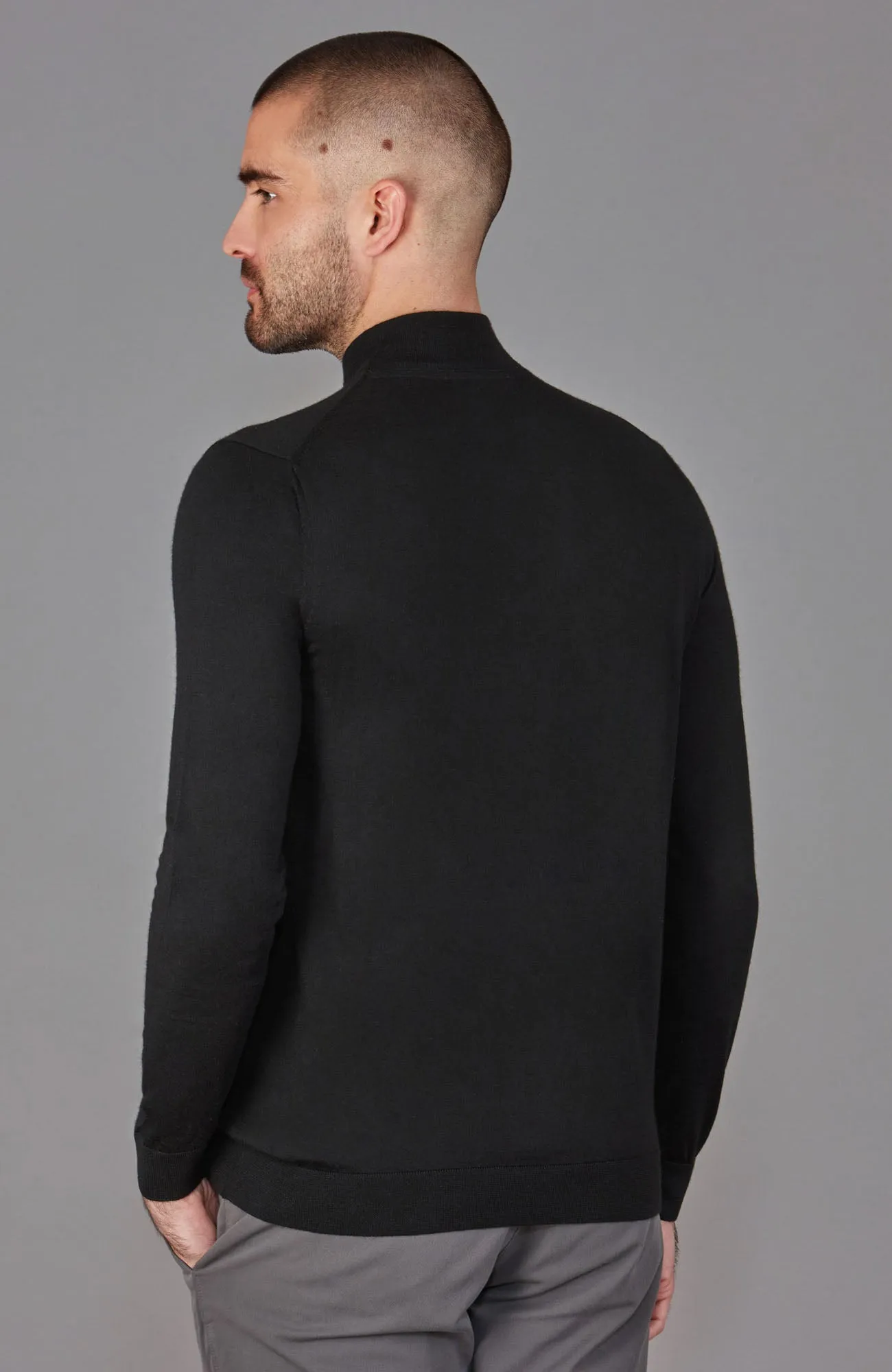 Mens Superfine Merino Silk Mock Turtle Neck Jumper