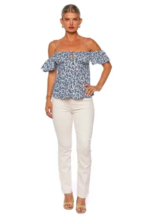 Menton Leilani Floral Ruffled Top