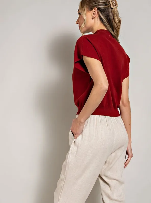 Merlot Mock Neck Top