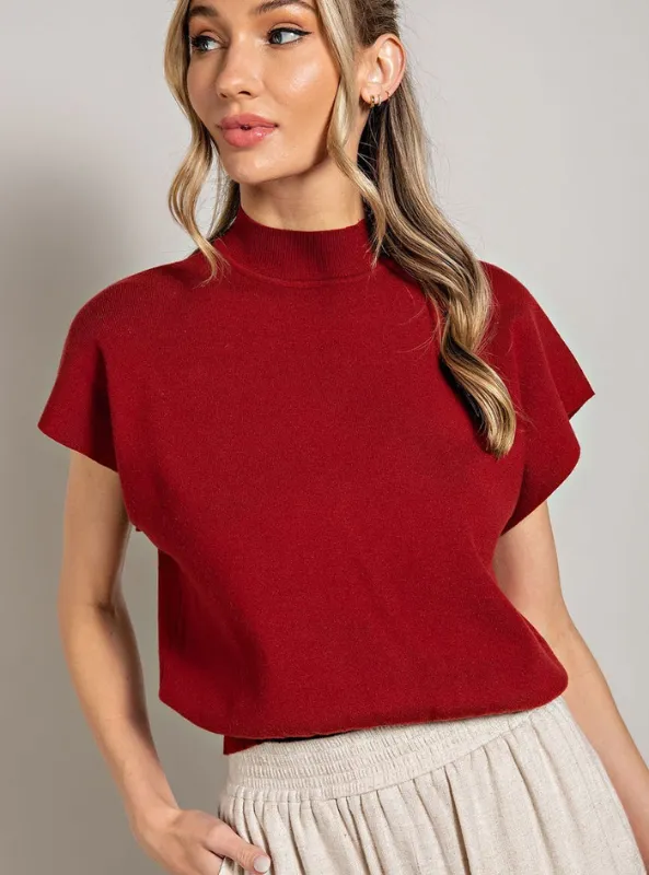 Merlot Mock Neck Top