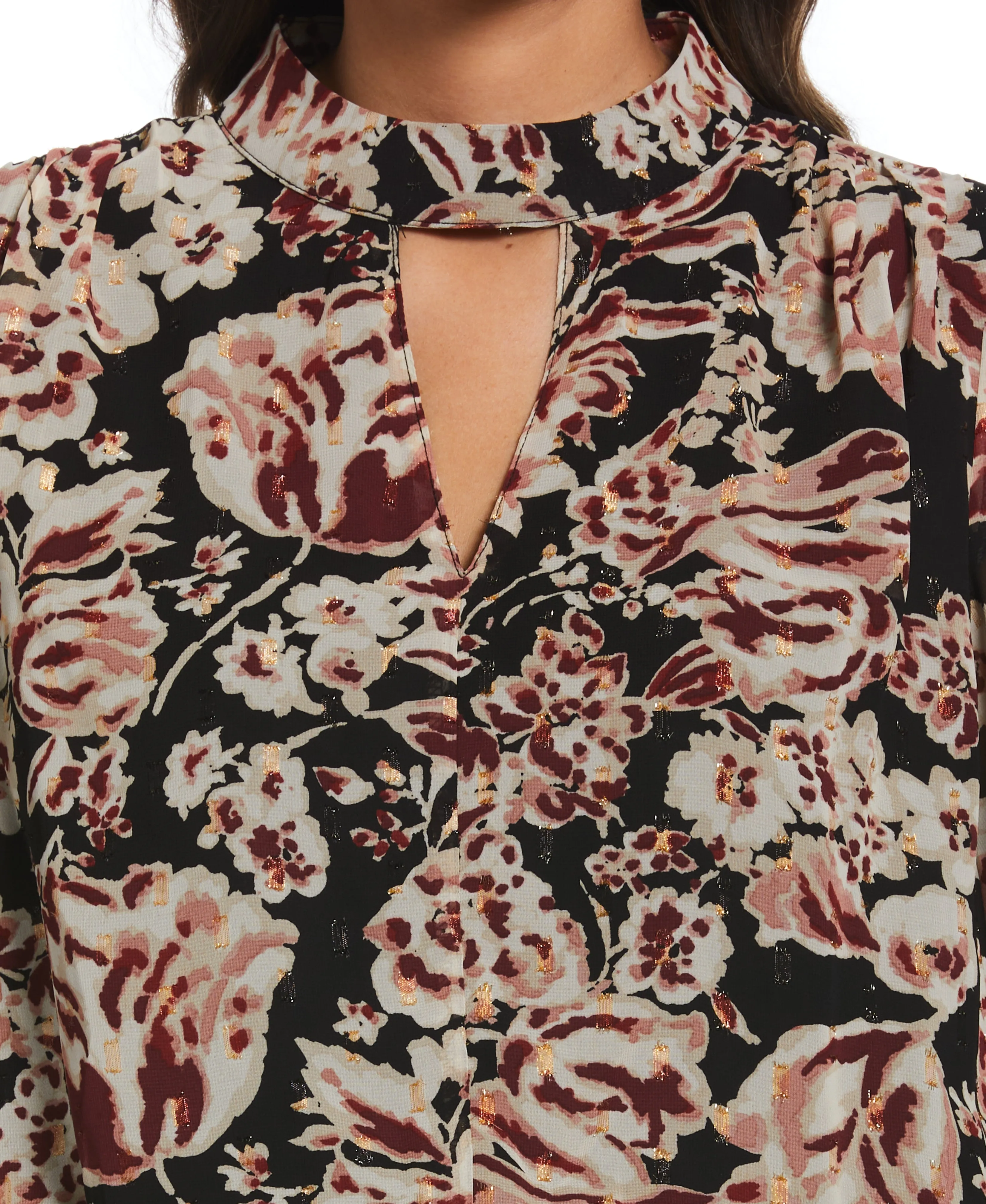 Metallic Blooms Print Dress