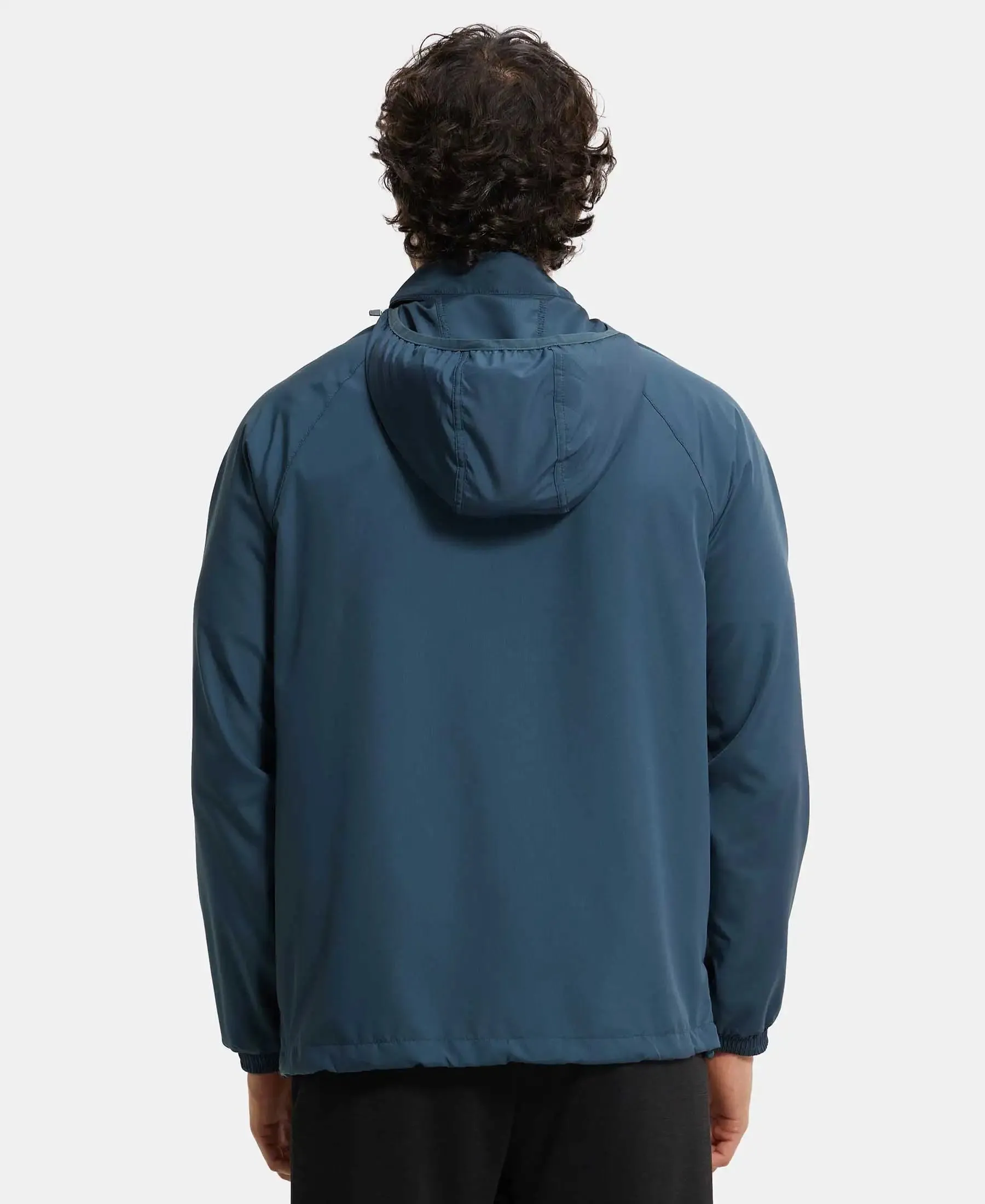 Microfiber Water Resistant Convertible Hoodie Jacket - Mid Night Navy