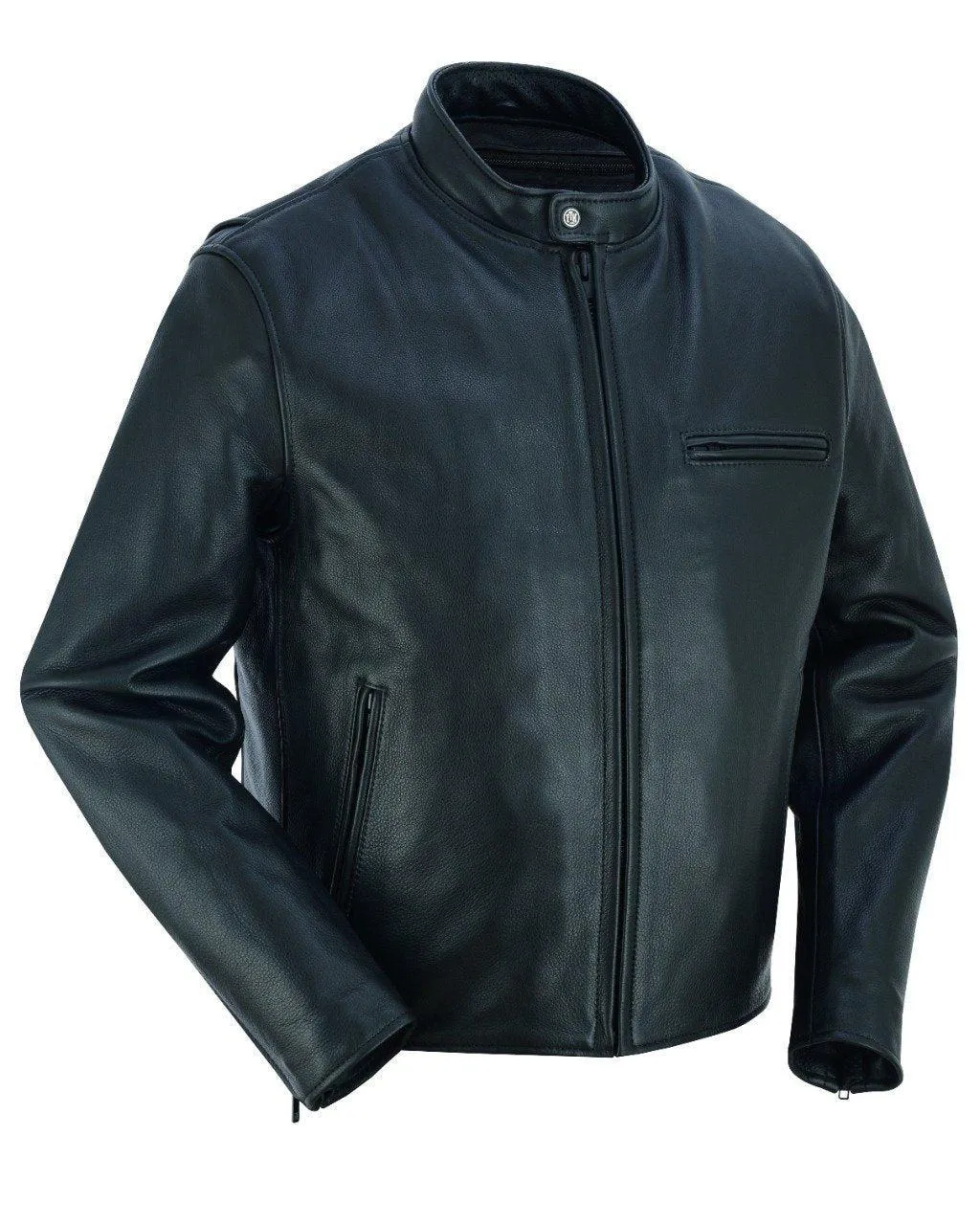 MILE MARKER MENS LEATHER CAFE JACKET