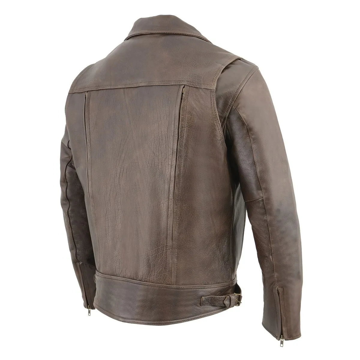 Milwaukee Leather MLM1522 Men's ‘Vented’ Retro Brown Leather Motorcycle Jacket