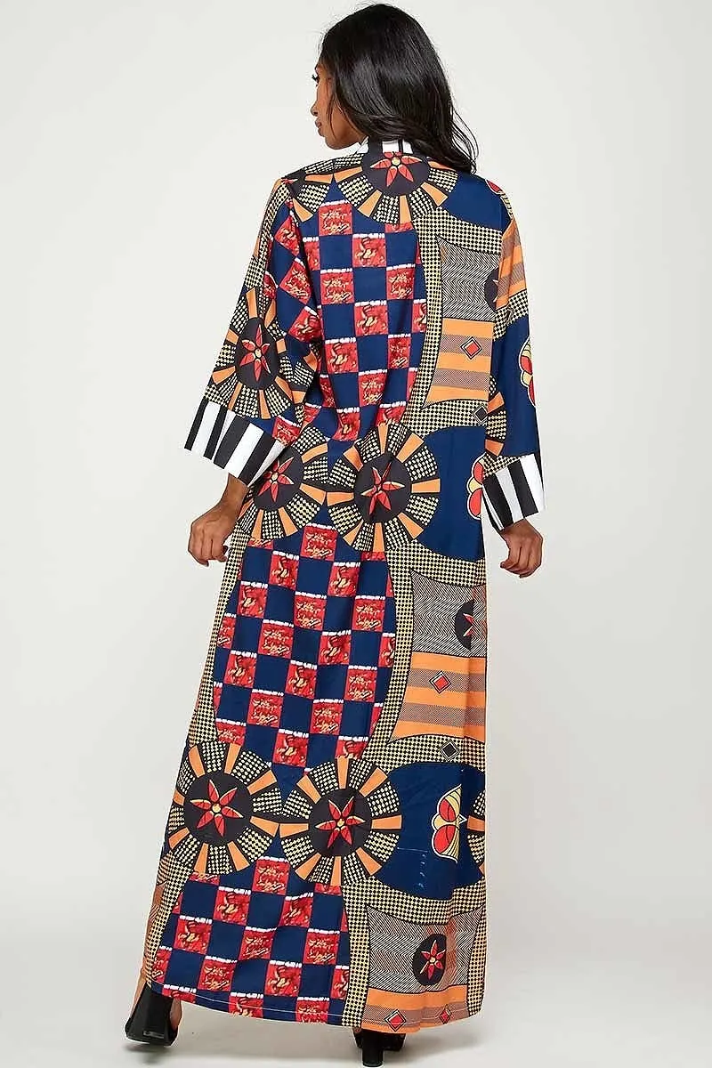 Mixed Print Maxi Kimono