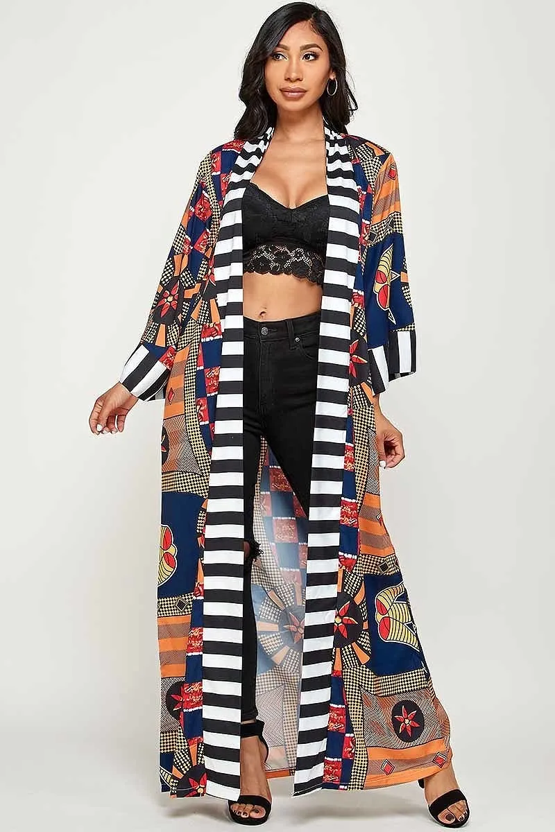 Mixed Print Maxi Kimono