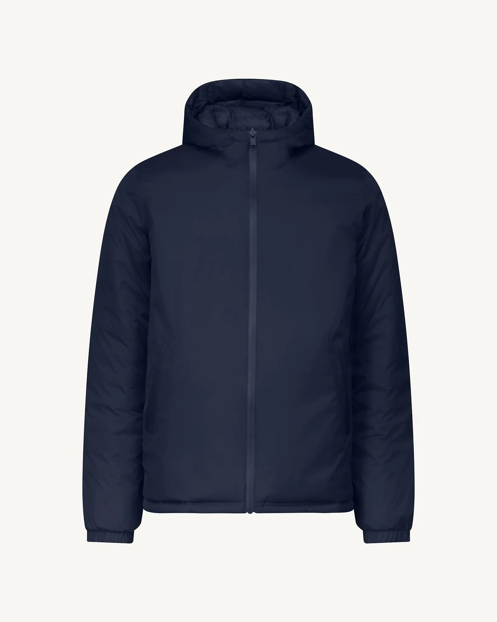 Navy Bergen 2.0 reversible hooded down jacket