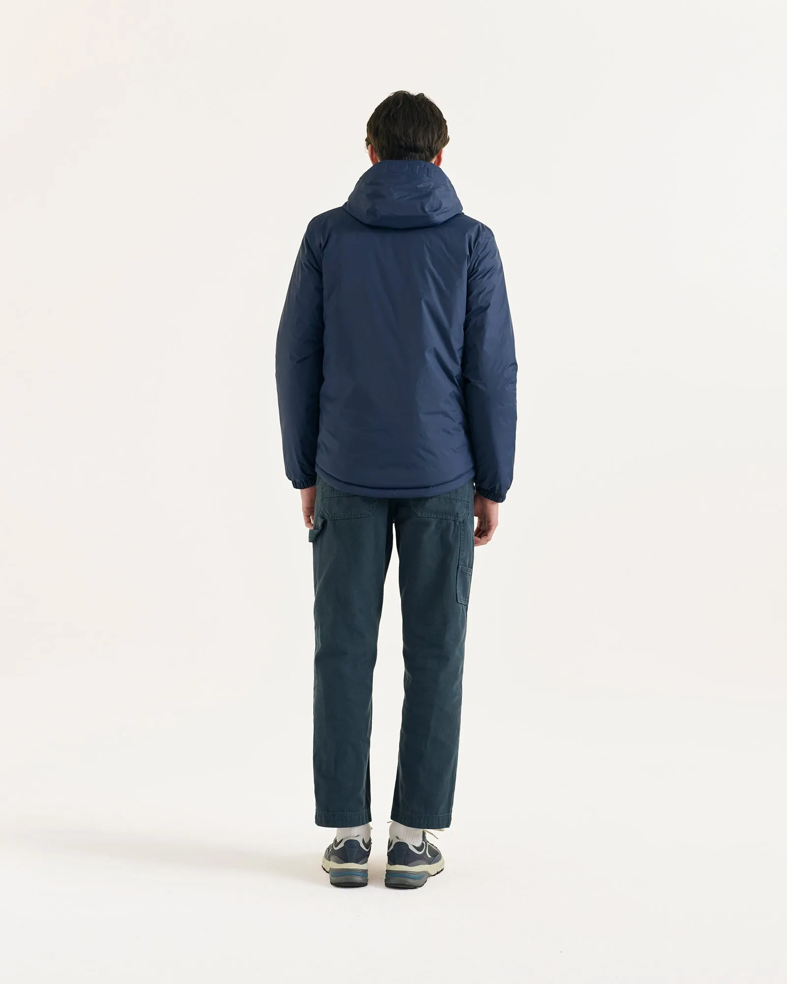 Navy Bergen 2.0 reversible hooded down jacket