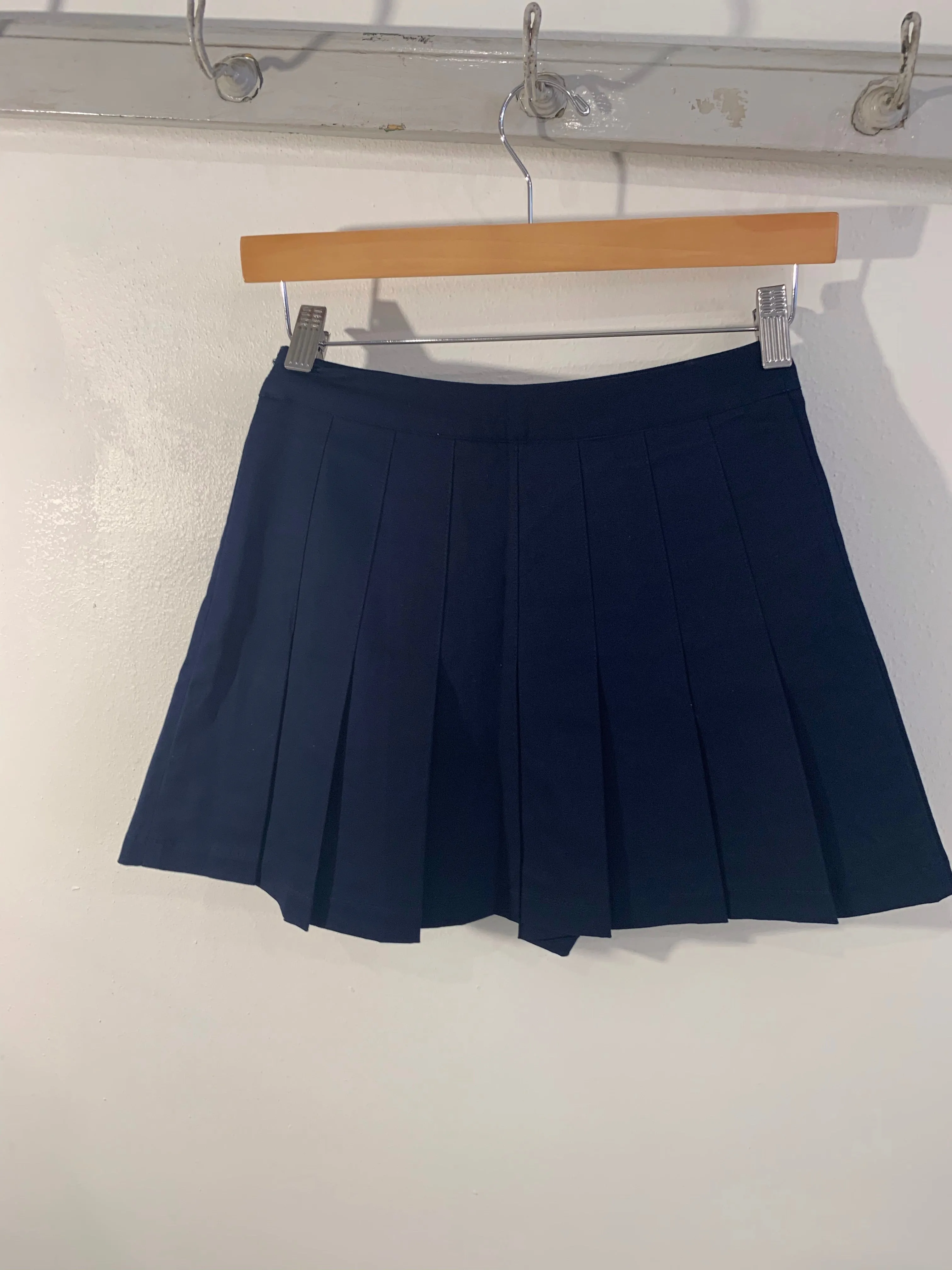 Navy Pleated Skirt