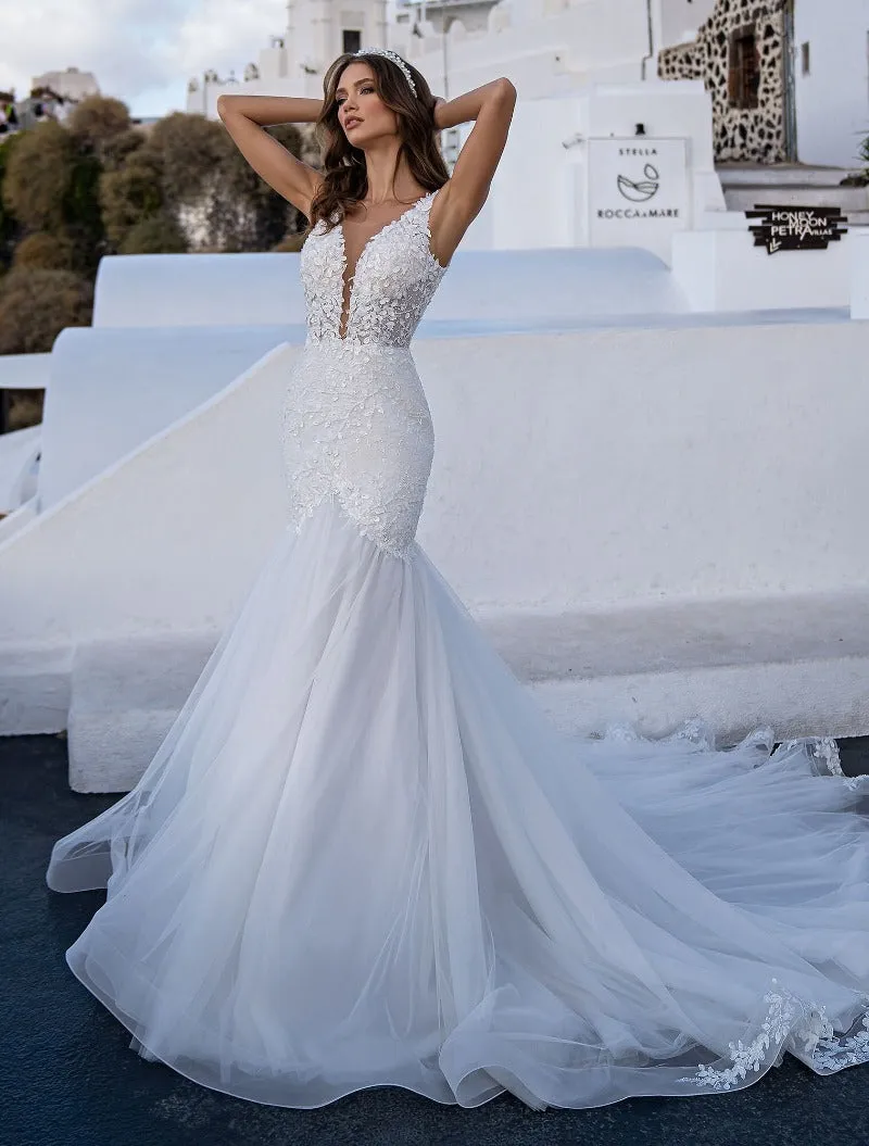 New Arrival V Neck Mermaid Wedding Dress