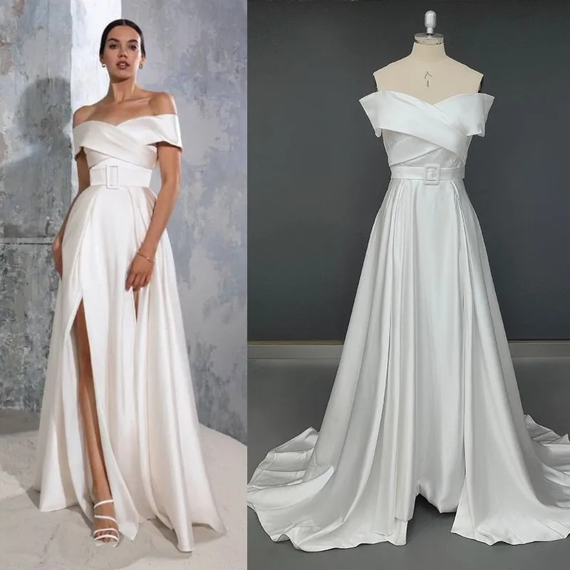 Off-Shoulder Classic Wedding Dress