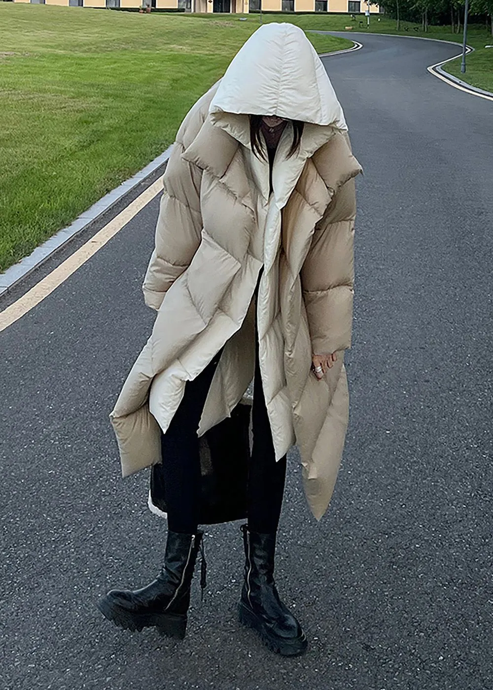 Oversize Hooded Long Down Puffer Coat