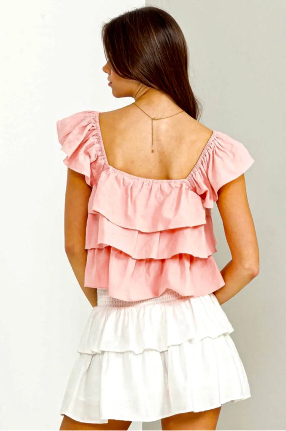 Ozra Pink ruffle top