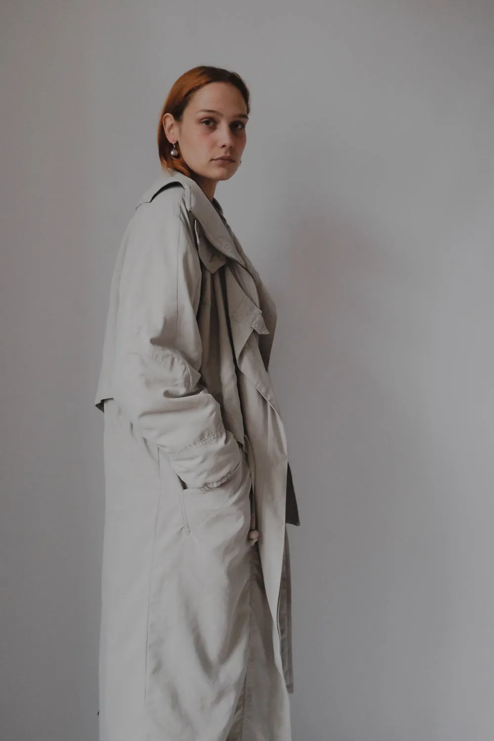 PALE GREY VINTAGE TRENCH COAT