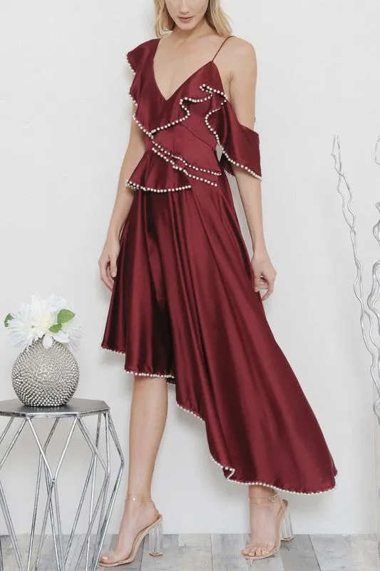 Pearls and Wine Midi Dress