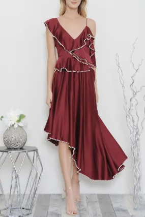 Pearls and Wine Midi Dress