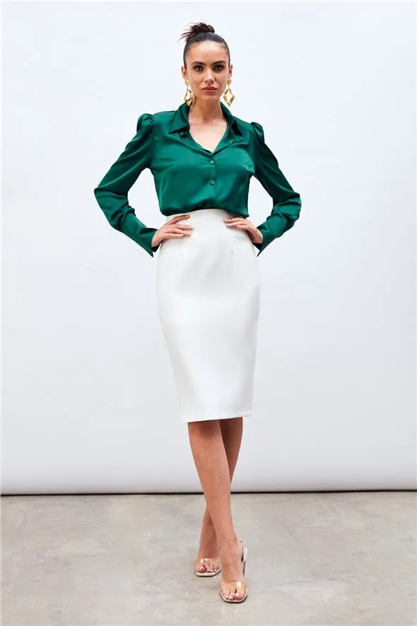 Pencil Midi Skirt - Bone