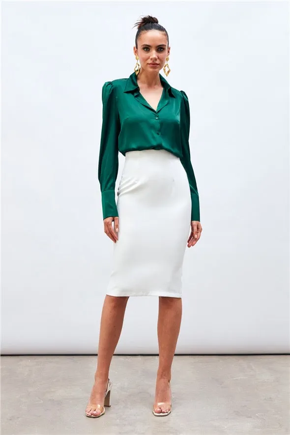 Pencil Midi Skirt - Bone