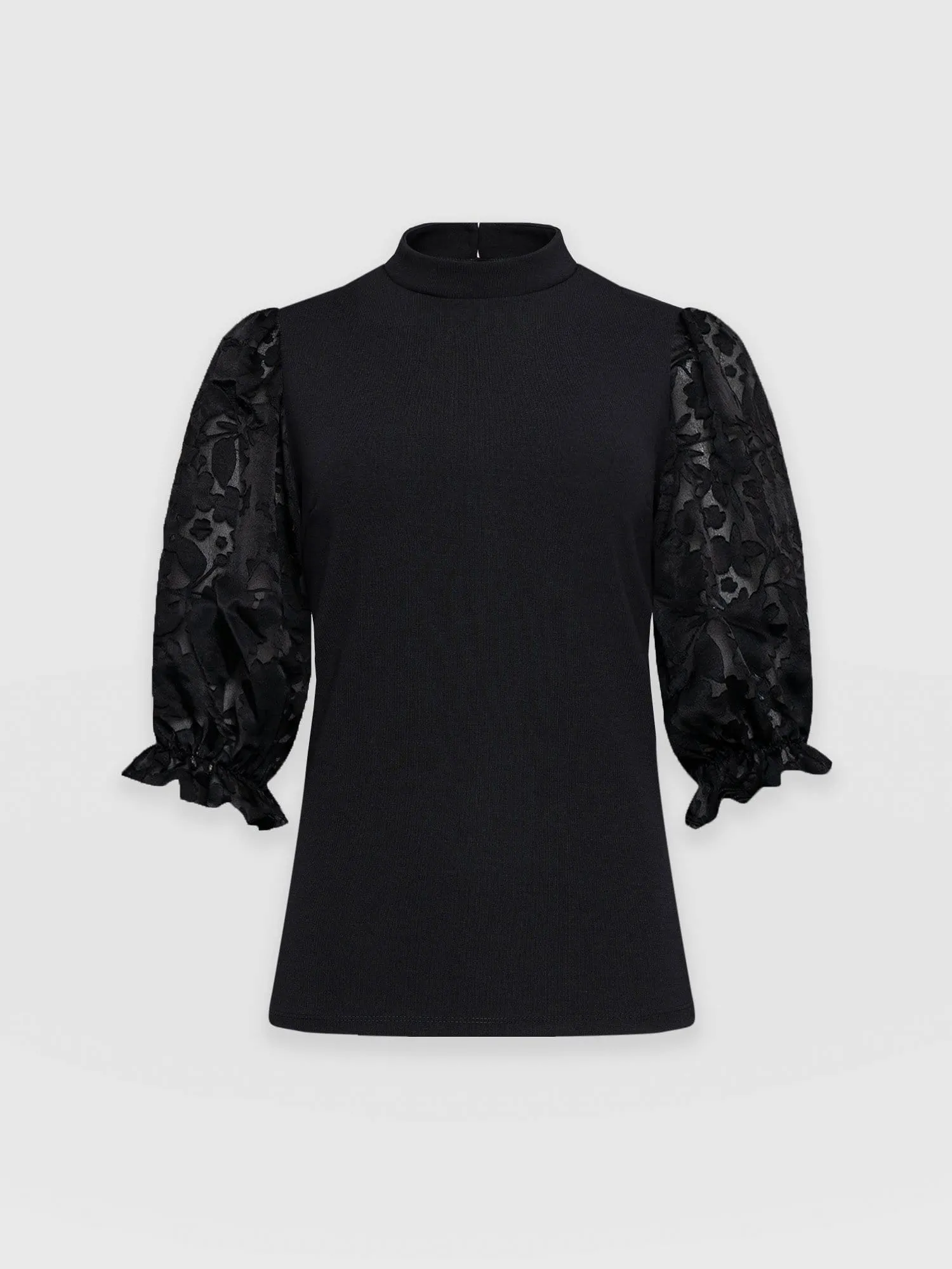 Penny Puff Sleeve Top - Black Burnout