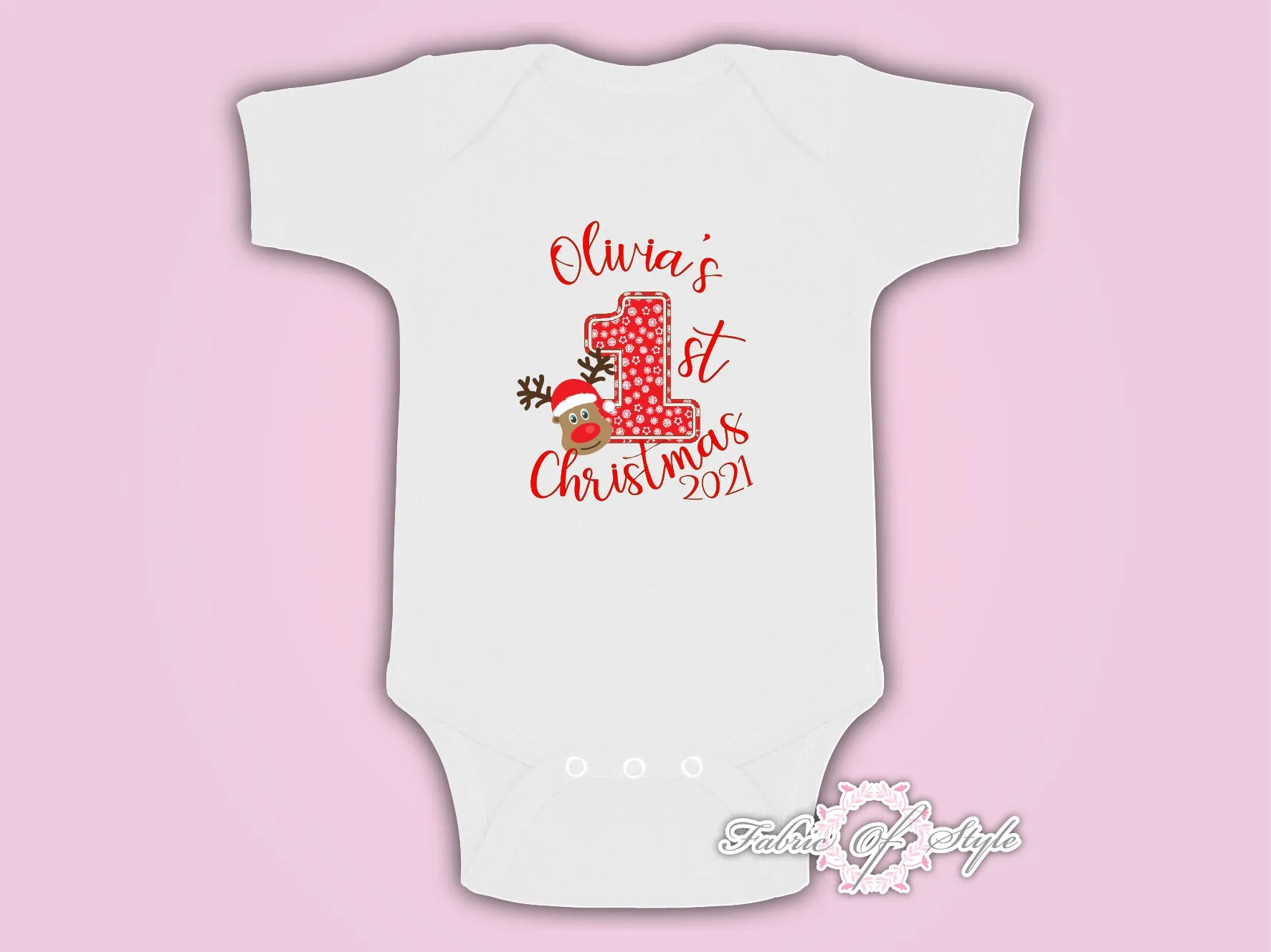 Personalised My First 1st Christmas Santa Kids Present Body Suit Vest Reindeer