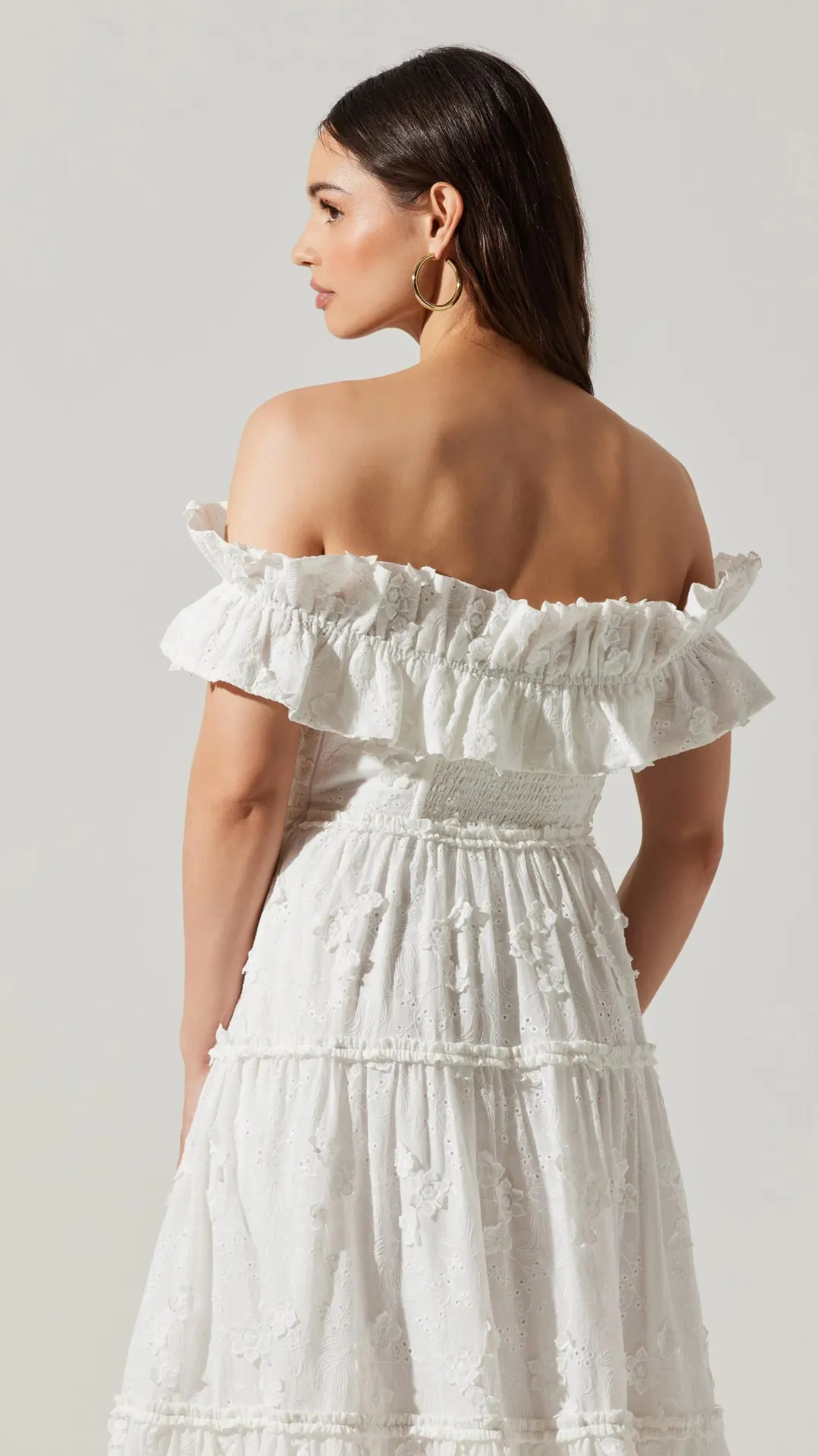 PICCOLA OFF SHOULDER MIDI DRESS - WHITE