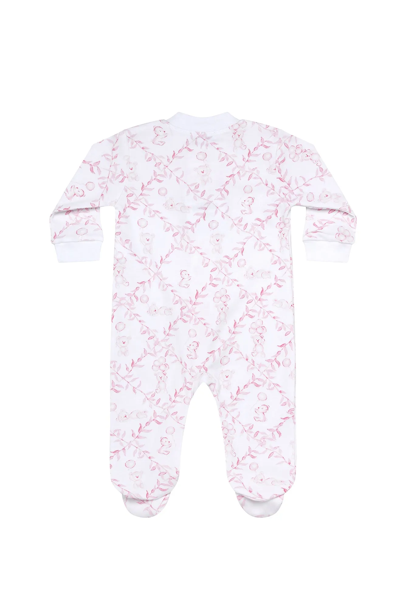 Pink Bears Trellace Zipper Footie