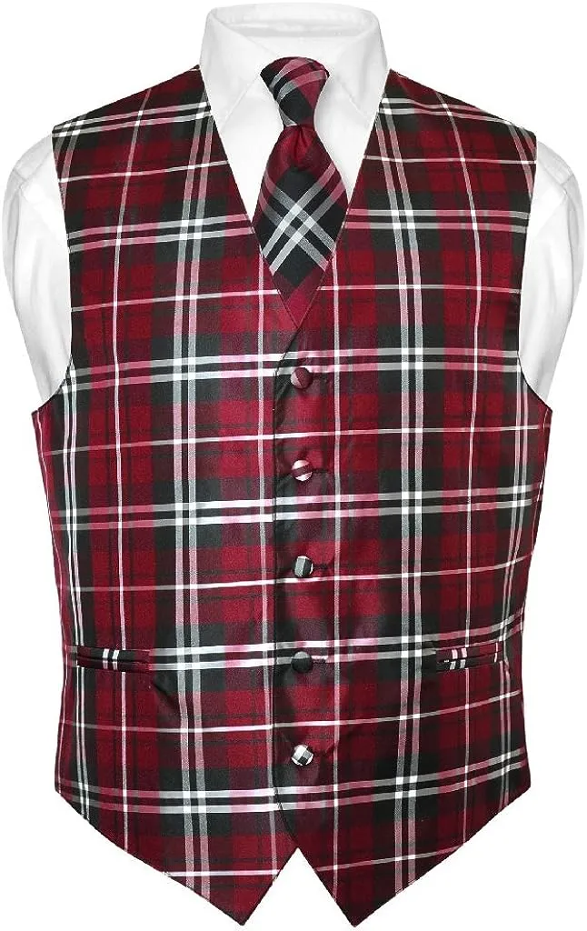 Plaid 2-Piece Vest and Tie Set