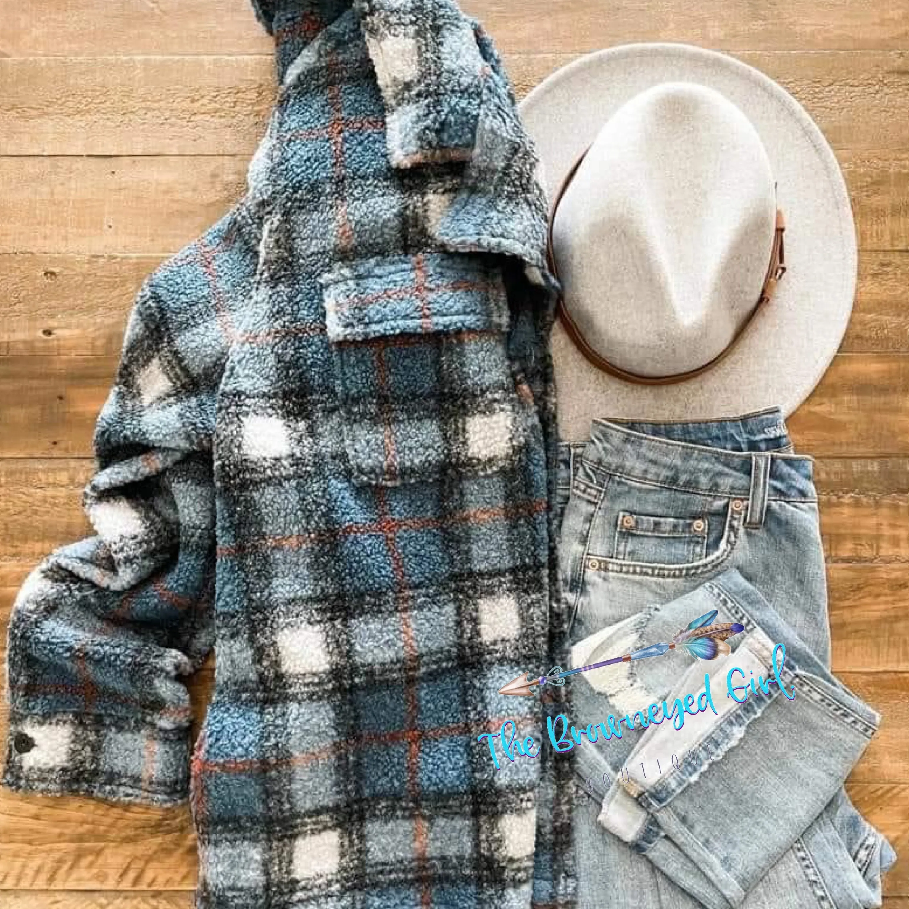 Plaid Sherpa Jacket Red/Blue