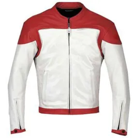 Plain Red and white motorcycle jacket with armor protection