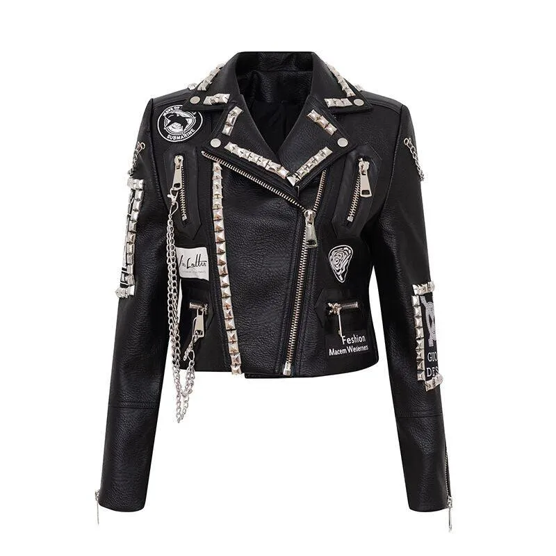 Punk Graffiti Printed Leather Jacket