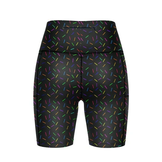 "Sprinkle-of-joy'' black fitted shorts