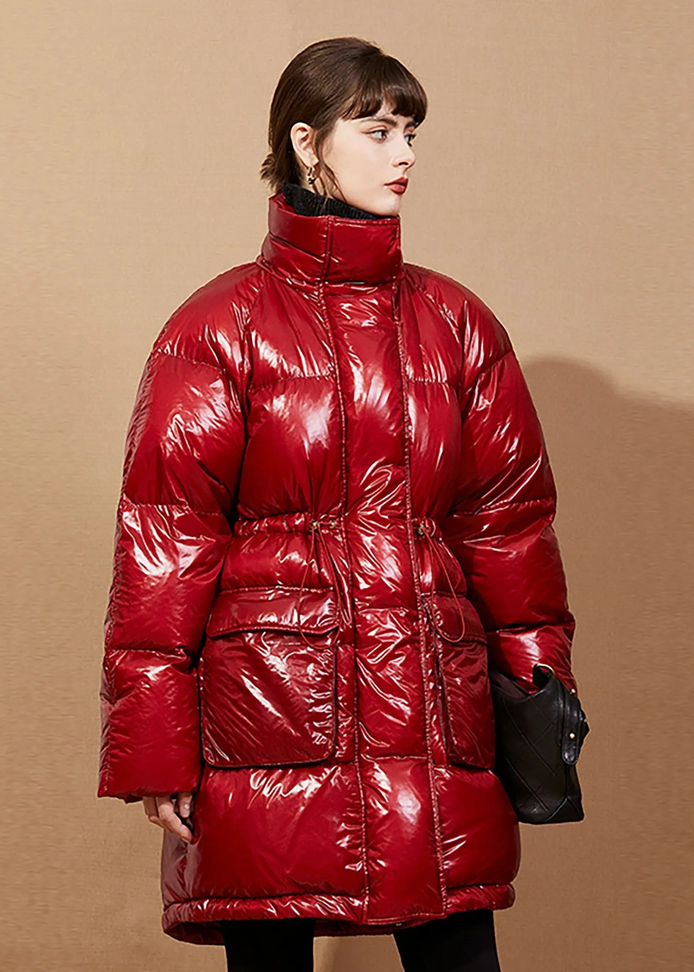 Red Down Puffy Coat Warm Winter Coat