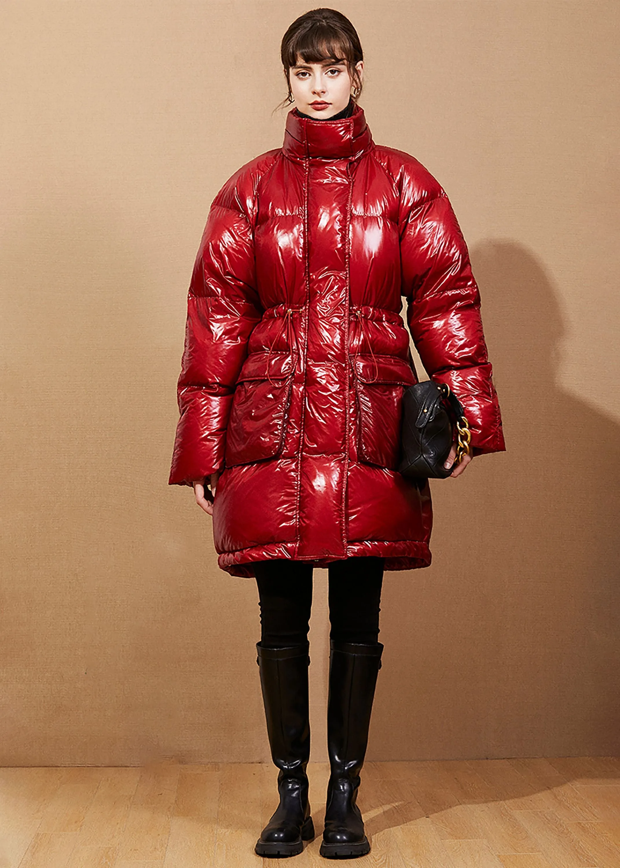 Red Down Puffy Coat Warm Winter Coat