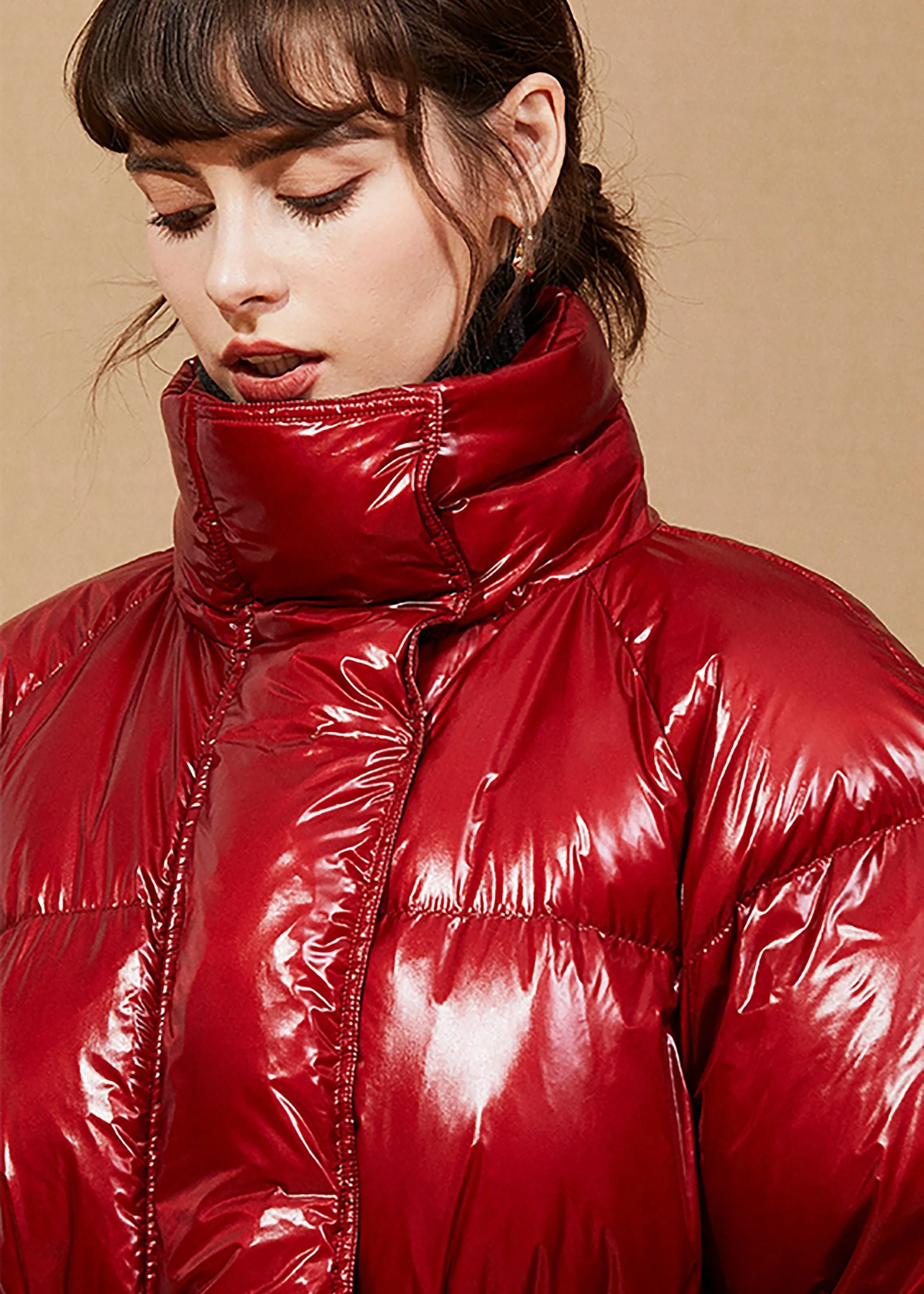 Red Down Puffy Coat Warm Winter Coat