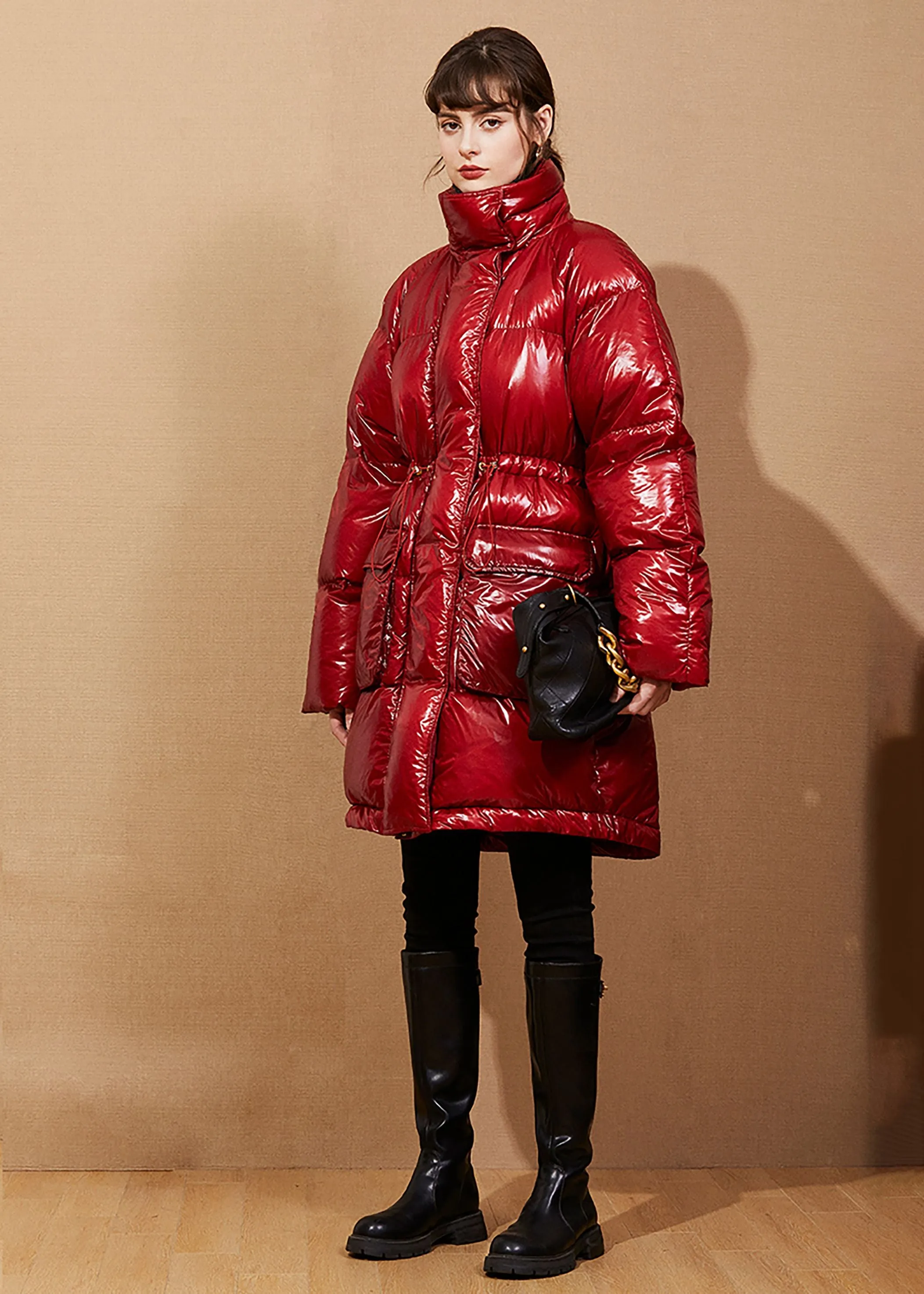 Red Down Puffy Coat Warm Winter Coat