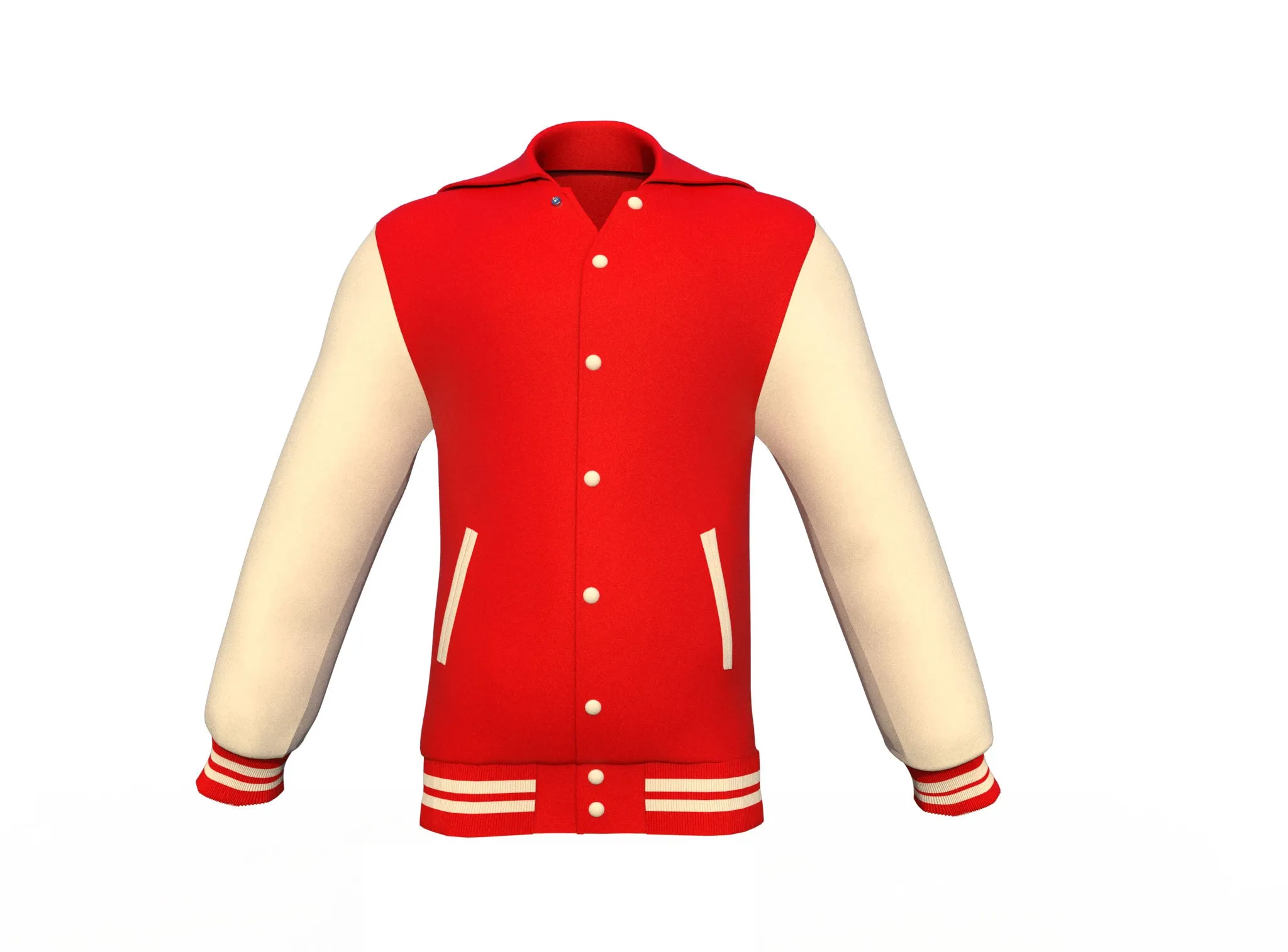 Red Varsity Letterman Jacket with Cream Sleeves