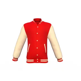 Red Varsity Letterman Jacket with Cream Sleeves