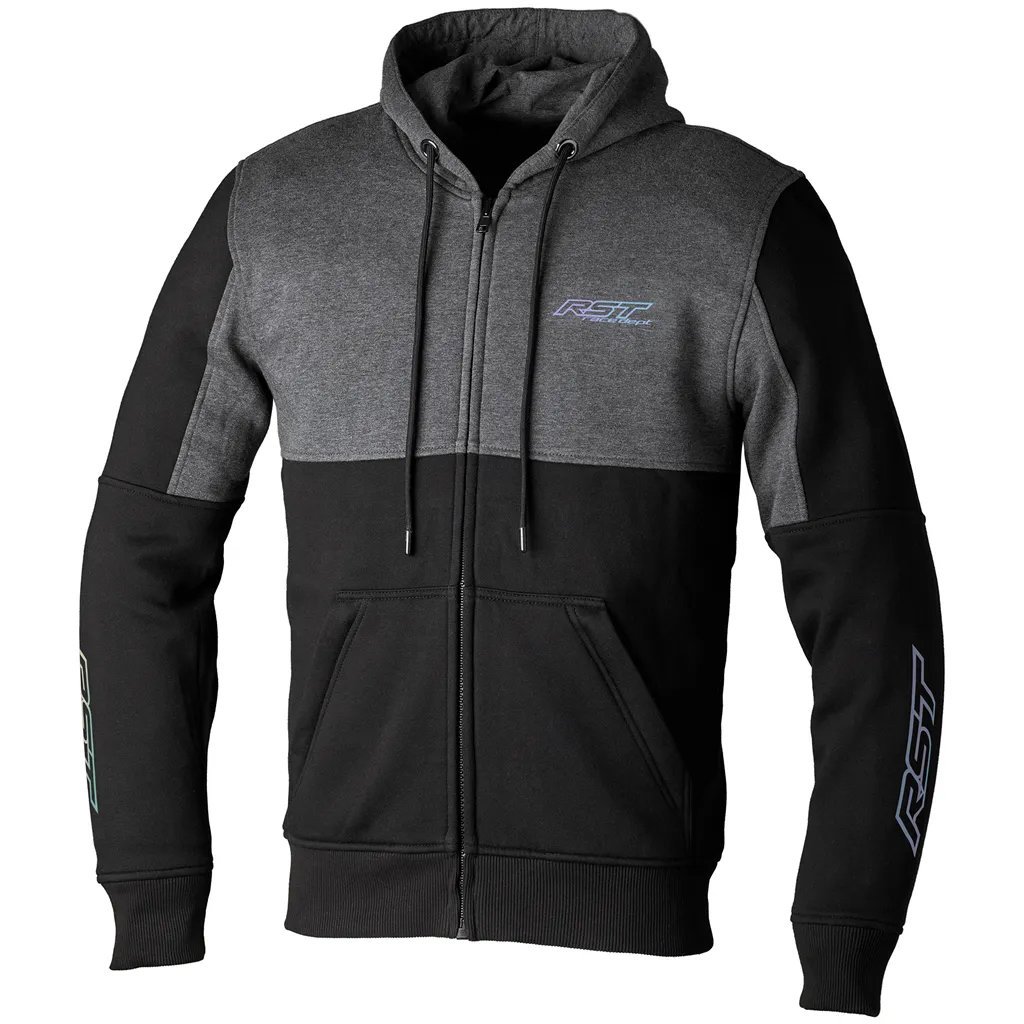 RST Team Zip Through CE MENS Textile Hoodie - Black / Grey