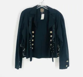 Size L Black Buckle(s) Ruffle Blazer Jacket