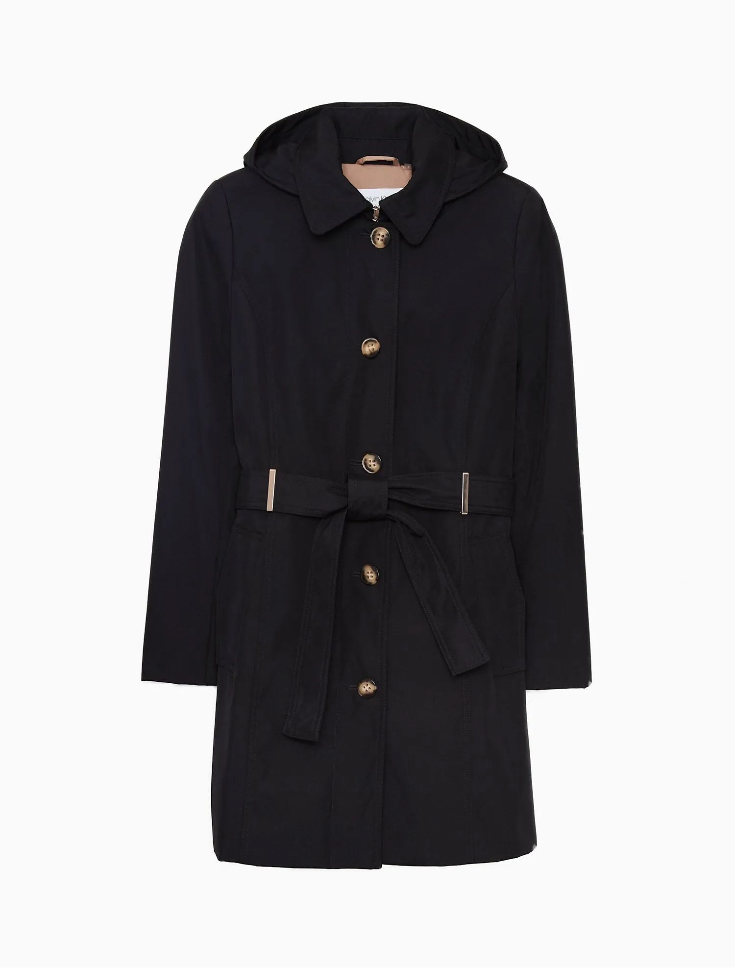 Solid Button-Front Trench Coat