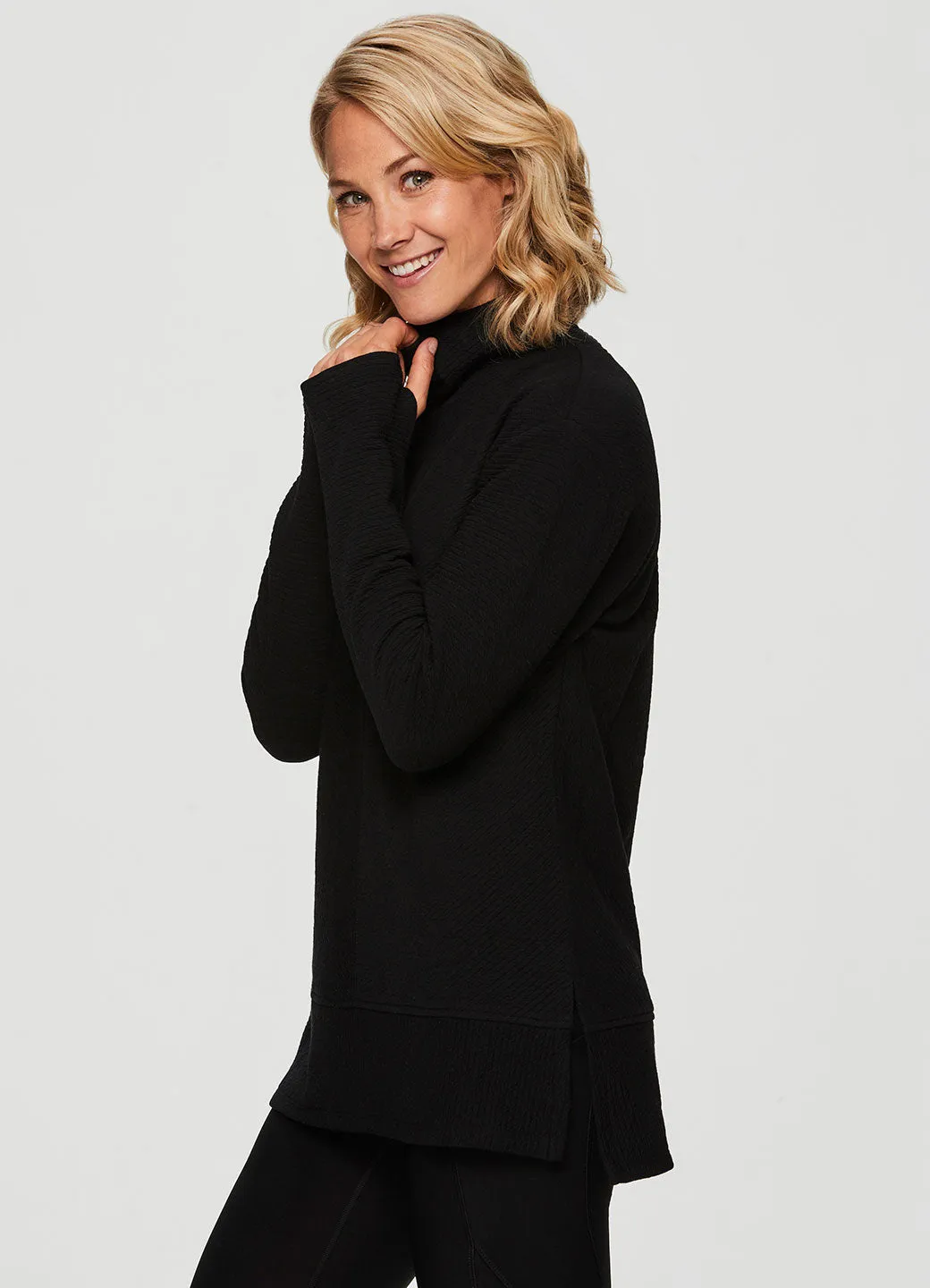 Studio Jacquard Mock Neck Pullover